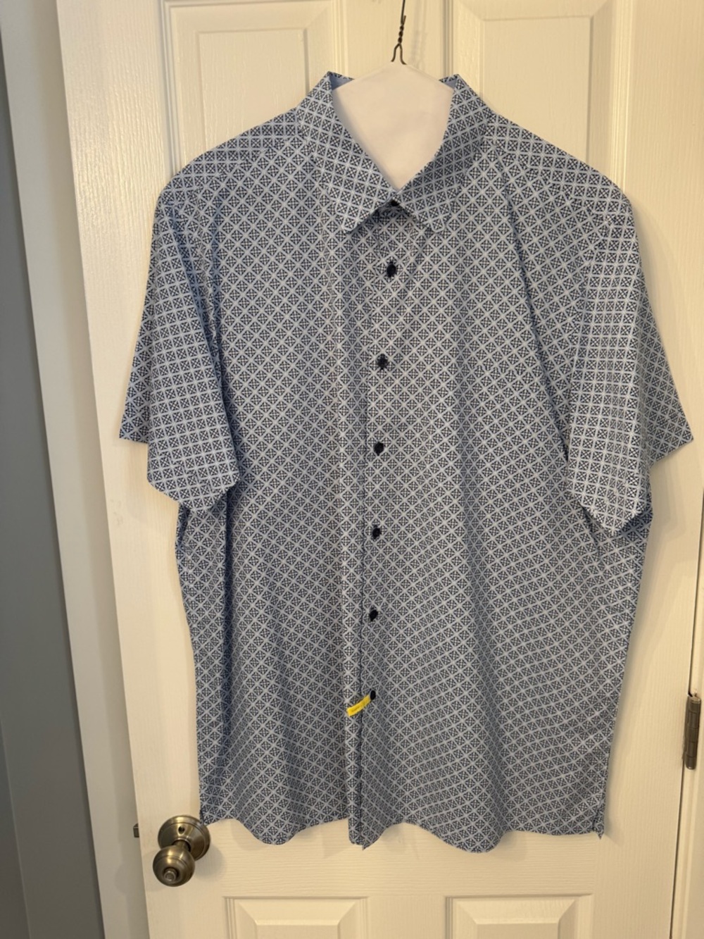 Club Room Blue Geometric Short-Sleeve Button-Down Shirt